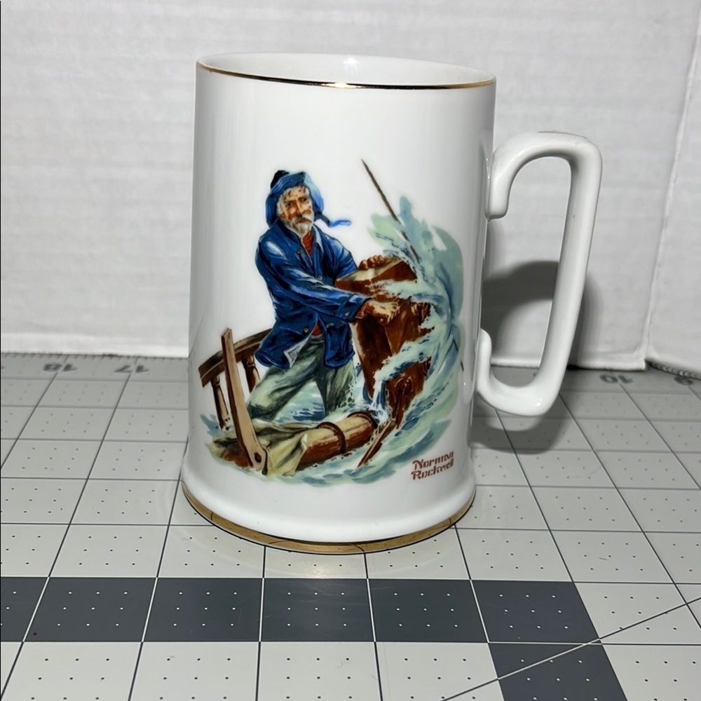 Norman Rockwell Blue and White Dining Mug